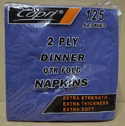 NAPKIN DINNER 2PLY DARK BLUE CAPRI 125/PAK 8PAKS/CTN