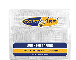 NAPKIN LUNCH 1PLY GT FOLD WHITE 500/PK 6PKS/CTN