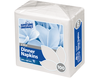 NAPKIN DINNER 2PLY WHITE CASTAWAY 100//PAK 10PAK/CTN