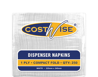 DISPENSER NAPKIN 1PLY D FOLD WHITE 250/PK 20PKS/CTN