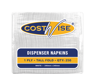 DISPENSER NAPKIN 1PLY E FOLD WHITE 250/PK 20PKS/CTN