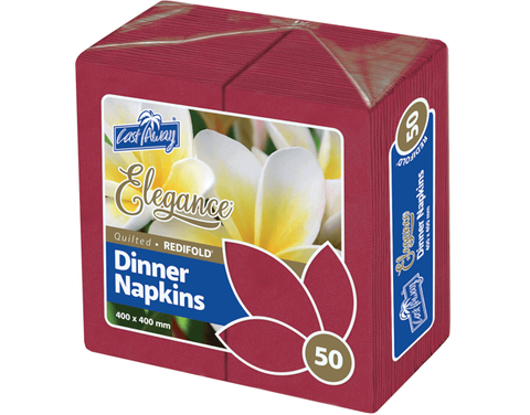 NAPKIN DINNER R/FOLD WINE RED ELEGANCE 50/PK 10PKS/CTN