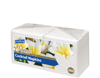 NAPKIN COCKTAILWHITE ELEGANCE 230x230 100/PAK 10PAK/CTN