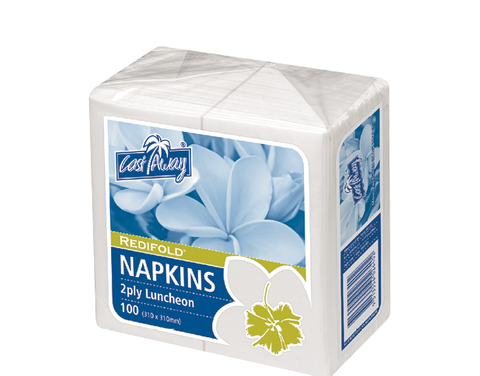 NAPKIN LUNCH 2PLY R/FOLD WHITE CASTAWAY 100/PK 20PKS/CTN