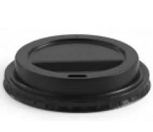 LID PLASTIC BLACK 90mm HOT CUP TRIWALL 50/PK 20PKS/CTN