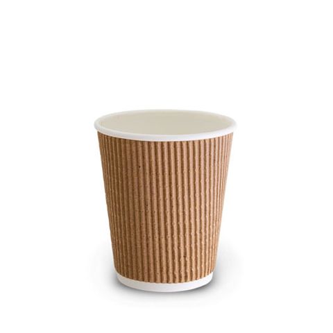 8oz BROWN TRI WAL COFFEE CUP 25/PAK 20PAK/CTN