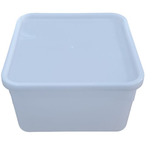 2.5lt SQUARE BASE  NATURAL WITH LID 1/ONLY 100/CTN
