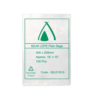 POLY BAG LD 50um 10x16 255x405mm 100PK  10PKS/CTN
