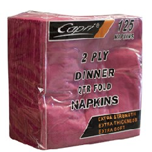 NAPKIN DINNER 2PLY BURGANDY CAPRI 125/PAK 8PAKS/CTN