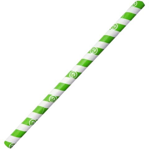 PAPER STRAWS JUMBO GREEN/WHITE 100/PK 25PKS/CTN