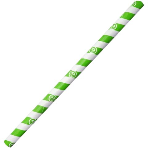 PAPER STRAWS JUMBO GREEN/WHITE 100/PK 25PKS/CTN