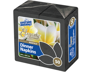 NAPKIN DINNER R/FOLD BLACK ELEGANCE 50/PK 10PKS/CTN