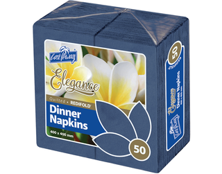 NAPKIN DINNER R/FOLD DARK BLUE ELEGANCE 50/PK 10PKS/CTN