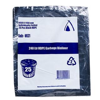 240lt  BIN LINERS HDPE S/SEAL 1150x1450 25PAK 8PAK/CTN