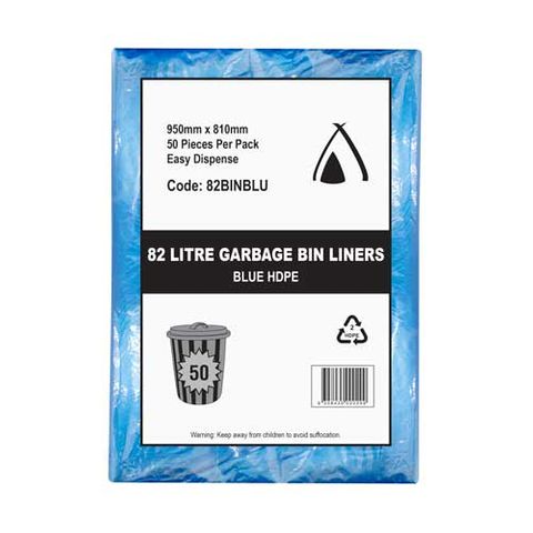 82LT TRASH BAGSBLUE 950x810 50/PAK 10PAK/CTN