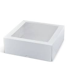 WINDOW PATISSERIE BOX WHITE 11" 280x280x100 25/PK 4PKS/CTN