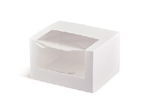 WINDOW PATISSERIE BOX WHITE 5" LONG 130x110x80 100/PKS