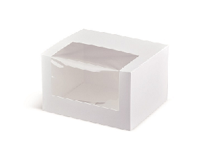 PATISSERIE WINDOW BOX 5" LONG WHITE 13x11x8cm 100/PK 8PK/CTN