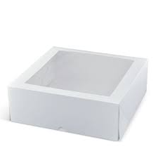 WINDOW PATISSERIE BOX WHITE 7" 180x180x75 50/PK 4PKS/CTN