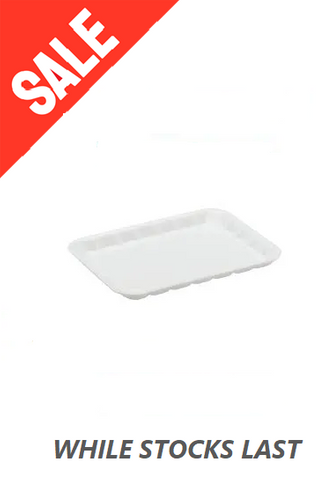 FOAM TRAY 8x5 WHITE SHALLOW IK0204 125/PK 8PKS/CTN *SALE*