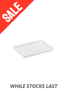 FOAM TRAY 8x5 WHITE SHALLOW IK0204 125/PK 8PKS/CTN *SALE*