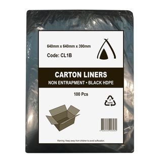 CARTON LINER BLACK H/D 640x640x390mm 100/PK 5PKS/CTN