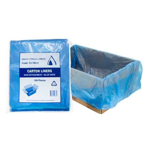 CARTON LINER BLUE H/D CL1BLU 640x640x390mm  100/PK 5PKS/CTN