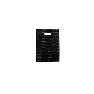 CARRY BAG PLASTIC BLACK/GOLD DOTS 250x380 100/PK 10PKS/CTN