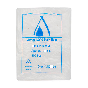 POLY BAG LD VENTED 8x10 205x225mm 100/PK 10PKS/CTN