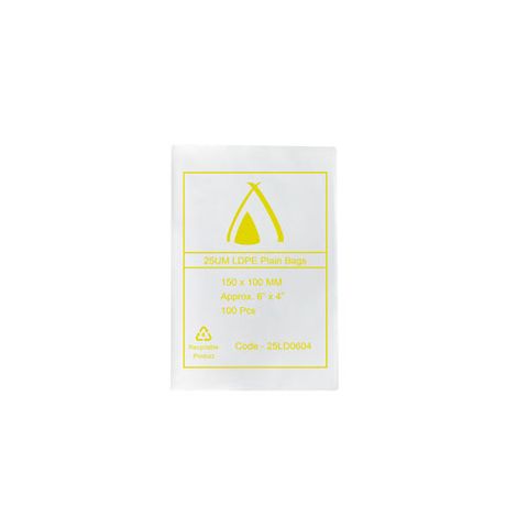 POLY BAG LD 25um 6x4 150x100mm 100PK  20PKS/CTN