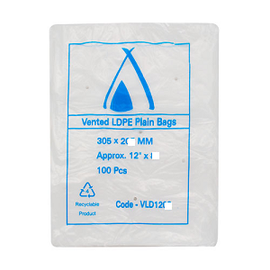 POLY BAG LD VENTED 25um 10x12 255x305mm 100/PK 10PKS/CTN