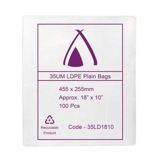 POLY BAG LD 35um 10X18 **DNR** 254x457mm 100PK  10PKS/CTN