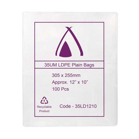 POLY BAG LD 35um 10x12 254x305mm 100/PK 10PKS/CTN