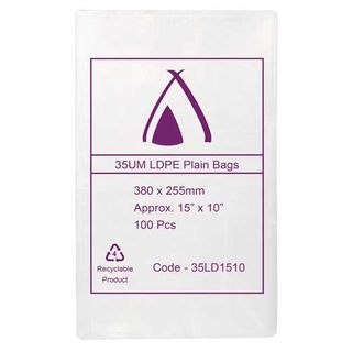 POLY BAG LD 35um 10x15 254x381mm 100/PK 10PKS/CTN