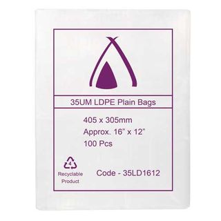POLY BAG LD 35um 12x16 305x406mm 100PK  10PKS/CTN