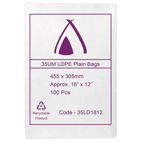 POLY BAG LD 35um 12x18 305x457mm 100PK  10PKS/CTN