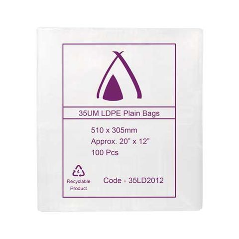 POLY BAG LD 35um 12x20 305x510mm 100/PK 10PKS/ CTN