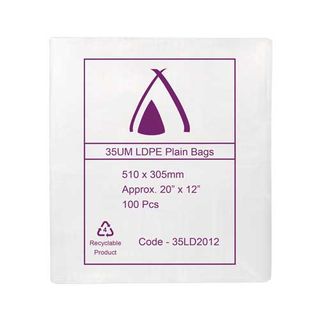POLY BAG LD 35um 12x20 305x510mm 100PK  10PKS/ CTN