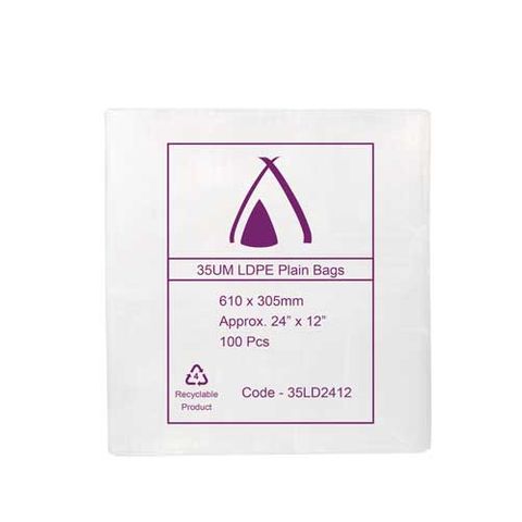 POLY BAG LD 35um 12x24 **DNR** 305x610mm 100PK  10PKS/CTN