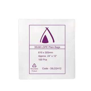 POLY BAG LD 35um 12x24 **DNR** 305x610mm 100PK  10PKS/CTN
