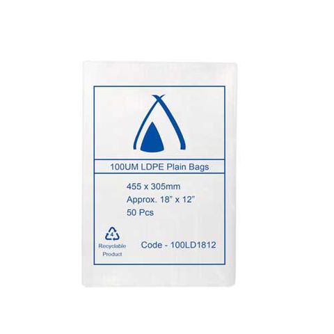 POLY BAG LD 100um 12X18 300x450mm 50PK  10PKS/CTN