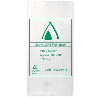 POLY BAG LD 50um 18x36 450x800mm 100PK  5PKS/CTN