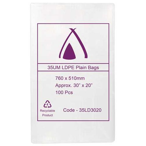 POLY BAG LD 35um 20x30 510x760mm 100/PK 5PKS/CTN