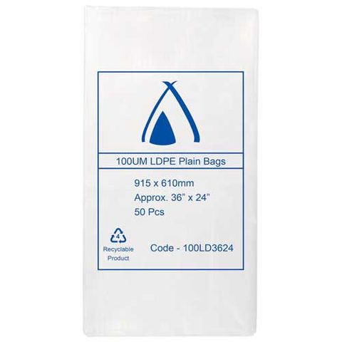 POLY BAG LD 100um 24x36 610x915mm  50PK  4PKS/CTN