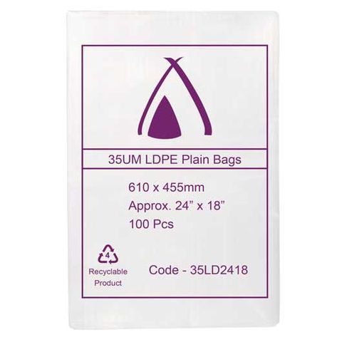 POLY BAG LD 35um 18x24 450x600mm 100PK  5PKS/CTN