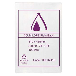 POLY BAG LD 35um 18x24 450x600mm 100/PK 5PKS/CTN