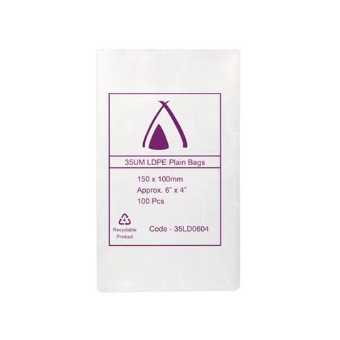 POLY BAG LD 35um 4x6 100x150mm 100PK  20PKS/CTN