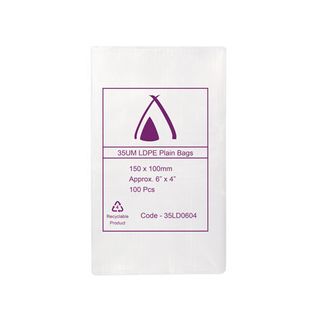 POLY BAG LD 35um 4x6 100x150mm 100PK  20PKS/CTN