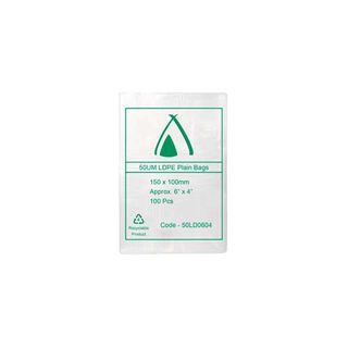 POLY BAG LD 50um  4x6 100x150 100PK  20PKS/CTN