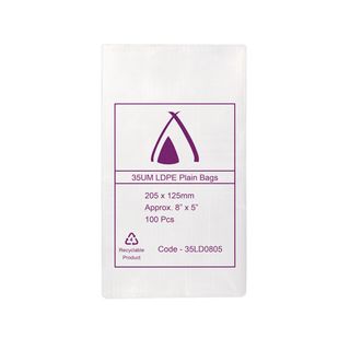 POLY BAG LD 35um 5x8 125x200mm 100PK  10PKS/CTN